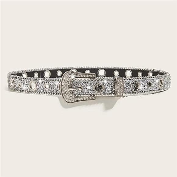 NociHah Rhinestone Western Cowgirl Vintage Bling Studded Leather Diamond Belt main image 5